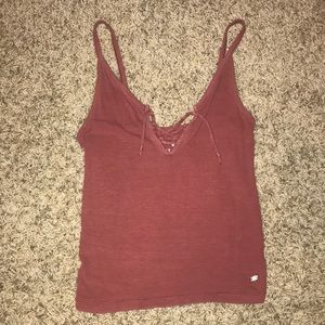 American Eagle lace up pink crop top